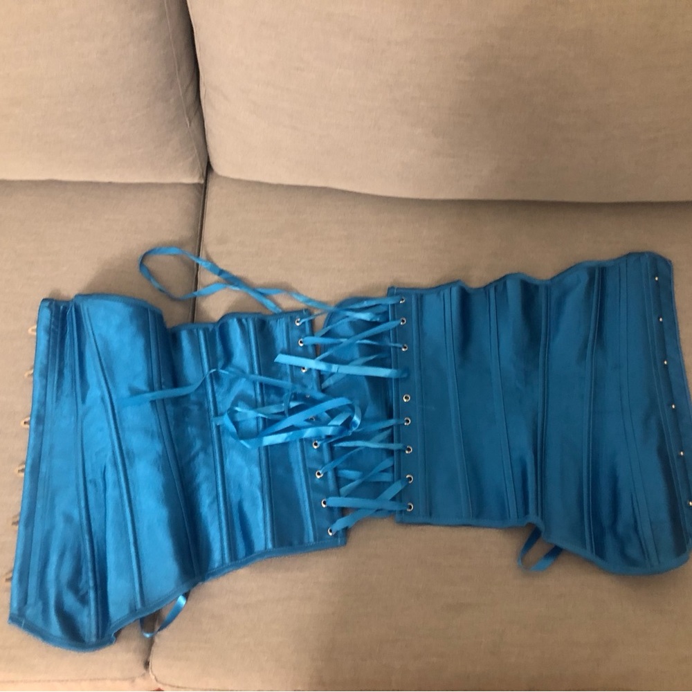 Blue, laced corset, medium